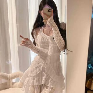 Crochet Flower Lace See-through Slim Fit Bolero Long Sleeve Crop Cardigan