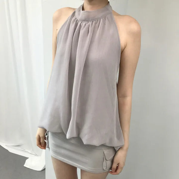 DOLL BALLOON HALTER BLOUSE / Guaranteed in Real Size