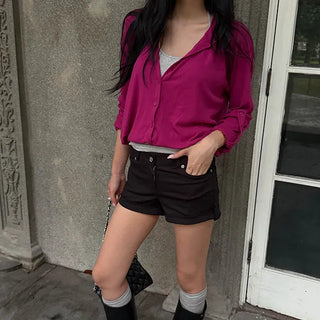 Button wool shorts