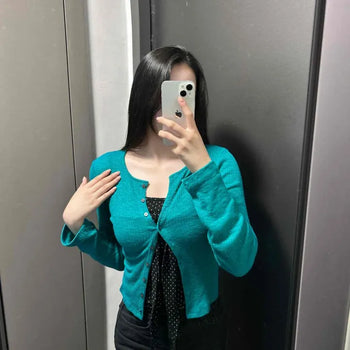 Modal Ribbed Delicate Fit Inner Crop Cardigan