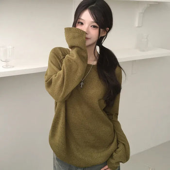 Boat Neck Raglan Delicate Loose Fit Long Sleeve Knit