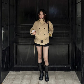 Laming High-Neck Short Trench Coat