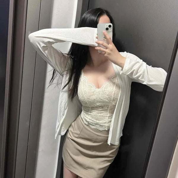 High-Waisted Tight-Fit Stretch Zipper Mini Skirt with Built-in Shorts