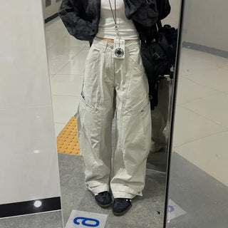 Wide cargo long pants