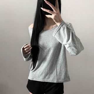 MOTTE Deep Round Loose Fit Basic Long Sleeve T-shirt
