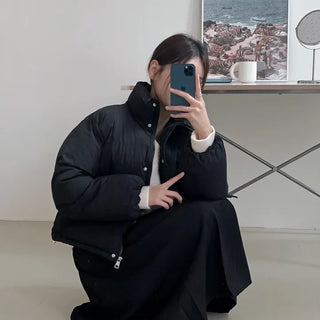 More high-neck cropped padded jacket