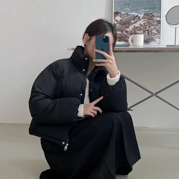 More high-neck cropped padded jacket