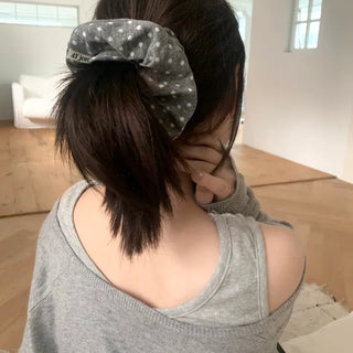 (2 colors) Knit Dot Scrunchie Winter Hair Tie