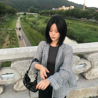 Check Boxy Oversized Pocket Cotton Long Sleeve Shirt