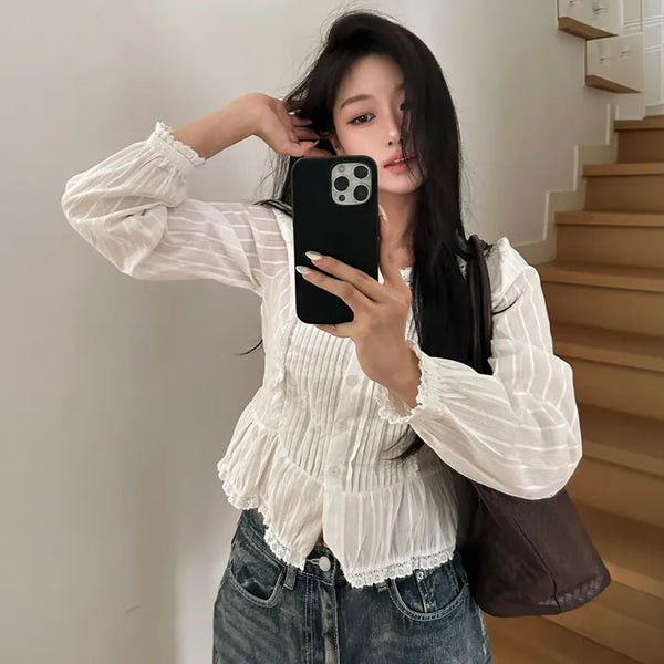 Square Pintuck Blouse