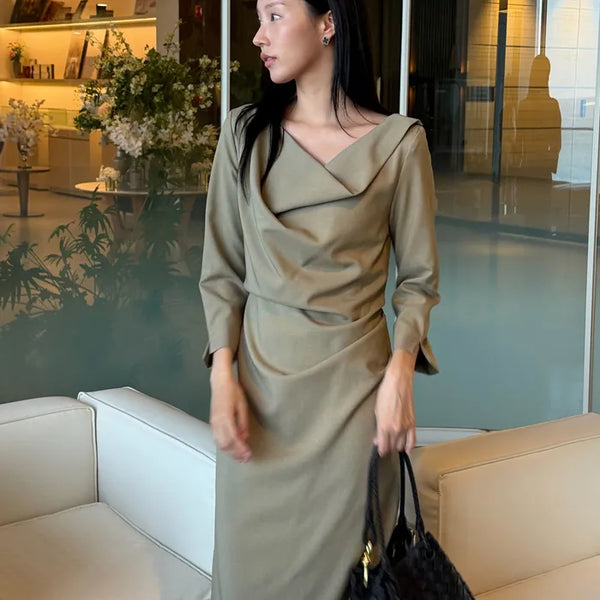 NO.1 Crepe Waist Wedding Guest Dress
