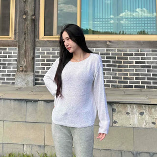 Boucle Loose Fit Round Neck Long Sleeve Knit
