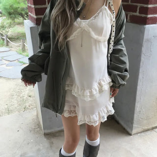 Blin Chiffon Frill Mini Dress