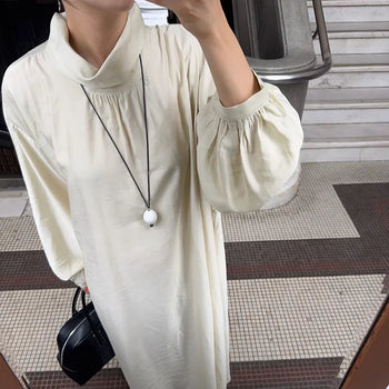 Moni Shirred Puff Sleeve High-Neck Long Maxi Long Sleeve Dress Wedding Guest Look