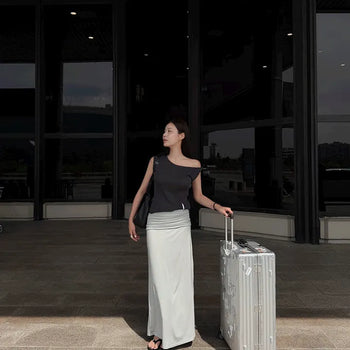 Noir Folding Long Skirt -