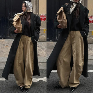 Vintage Washed Curved Wide Pants