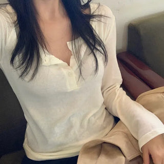 Juni Angora Henley Neck Roll-up Long Sleeve Tee