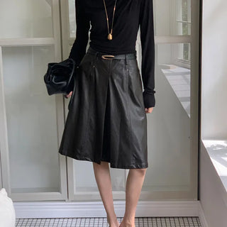 Portner Leather Midi Skirt