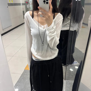 [Rainy Season Item] Dear Deep V-Sleeve Knit Long Sleeve