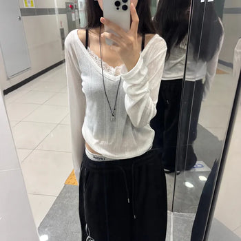 [Rainy Season Item] Dear Deep V-Sleeve Knit Long Sleeve