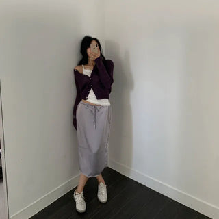 Lau satin midi skirt