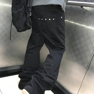 [Stylish Fit/Back Point] Unisex Toma Bag Studded Flare Pants