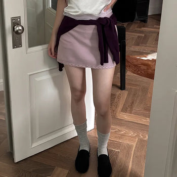Quiz Lace Spandex Elastic Waist Mini Skirt