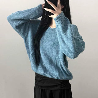 Alpaca Wool V-Neck Strap Loose Fit Knit