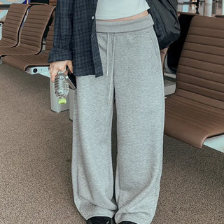 Stretchy Folding Wide Pants Training Pants High-Waist Body-Covering Pants Low-Rise Cotton Pants