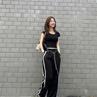 Stretchy Cap Sleeve Round Neck Delicate Fit Crop Short Sleeve T-shirt