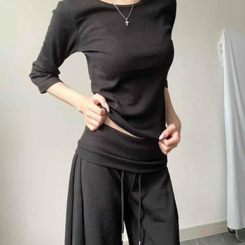 Slim Fit Round Neck Cotton 3/4 Sleeve Inner Short Sleeve Tee