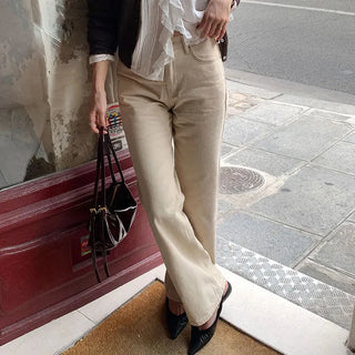 Canvas flap pocket straight pants