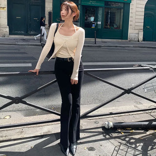 Chic Black Low Pants