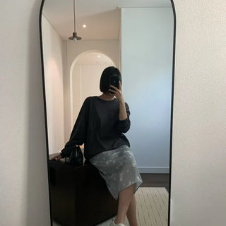 Flower Satin Midi Skirt