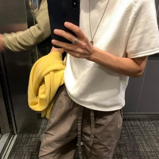 Mock Neck Half Knit  Short Sleeve Knit