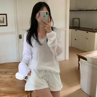 Edition Lace V-Neck Loose Fit Knit