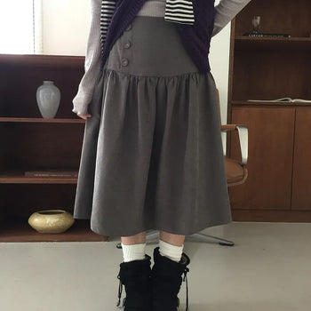 Ichi 3-button midi skirt