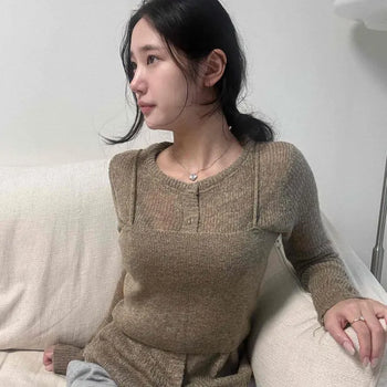 Mesh Weave See-through Bustier Layered Crop Cardigan