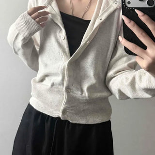 Cashmere Knit Round Neck Slim Fit Layered Cardigan
