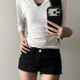 Henley Neck Button Slim Fit 3/4 Sleeve Non-See-through Stretchy Long Sleeve T-shirt