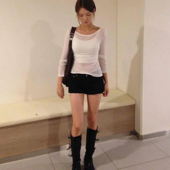 Autumn Recommendation🍂 Damaged Cotton Embossed Vintage Low-Rise Shorts