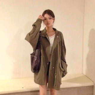 Waist Drawstring⋆˚ High-Neck Half Oversized Field Jacket