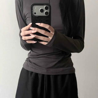 Turtleneck Shirred Slim Fit Fit Stretch Inner Long Sleeve T-shirt