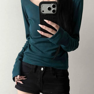 U-Neck Slim Fit Cotton Inner Long Sleeve T-Shirt