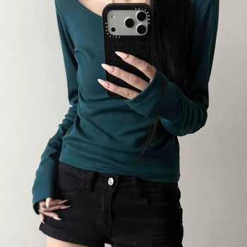 U-Neck Slim Fit Cotton Inner Long Sleeve T-Shirt