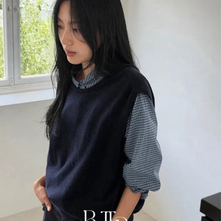 Best knit vest, cashmere wool blend sleeveless layered autumn knit vest