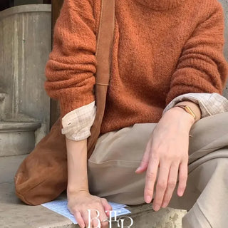Paris Knit, Round Neck Boucle Cozy Long Sleeve Loose Fit Knit Spring Autumn Winter Top 3 Colors