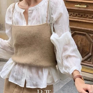 Angora Crop Bustier, Angora Strappy Sleeveless Crop Knit Layered Autumn/Winter 3 Colors