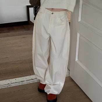 Back Buckle Oversized Wide Fit Denim Pants