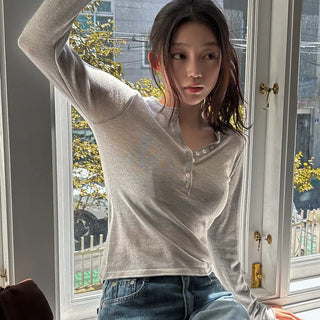 Zik Deep V-Neck Button Knit